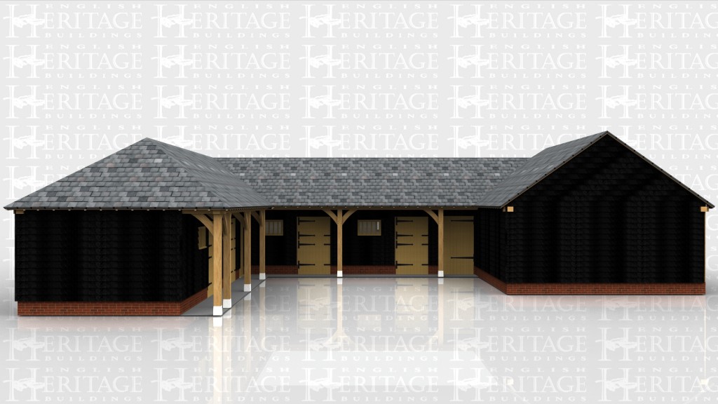 Four stables, a tack/tea room, a secure store and a open fronted covered area in a U-shaped complex.