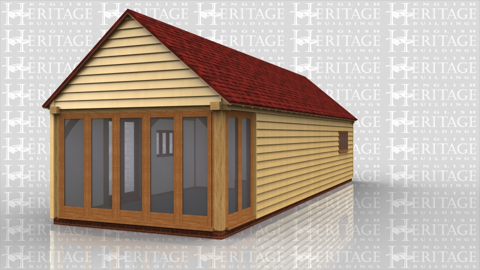 A building to go in the garden to incorporate a garden room, workshop and store area.