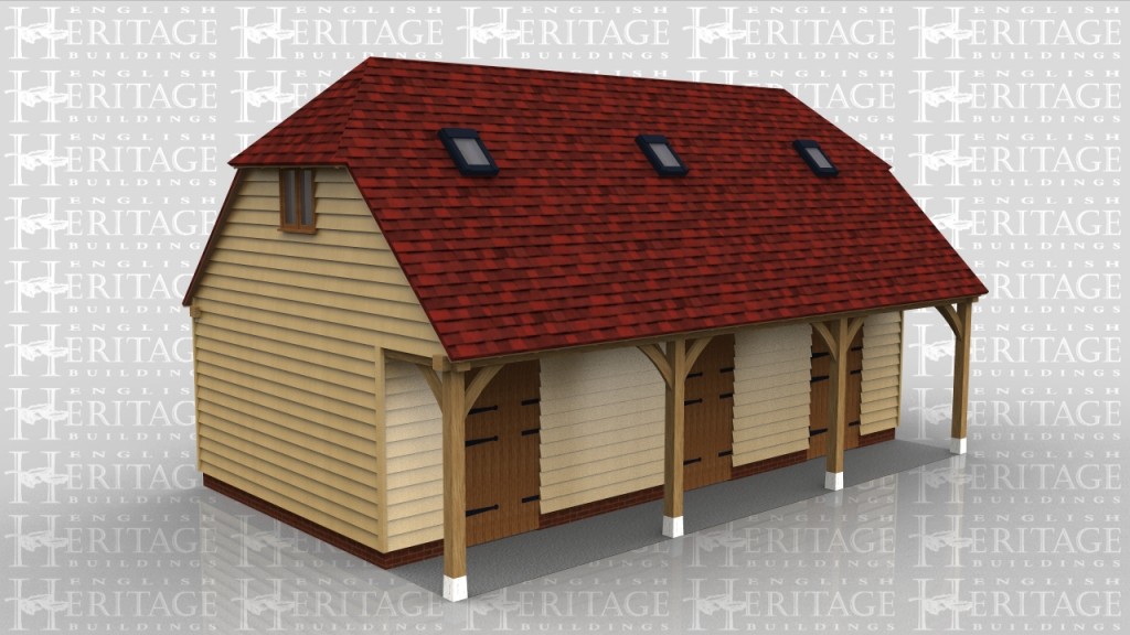 This oak framed building is a lambing shed with office above.