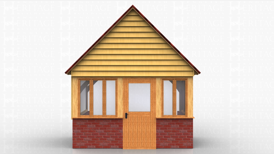 Small oak framed porch extension to the front of the house.