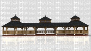 An oak frame based on a Japanese pagoda  type design to replace an existing one that was falling down.