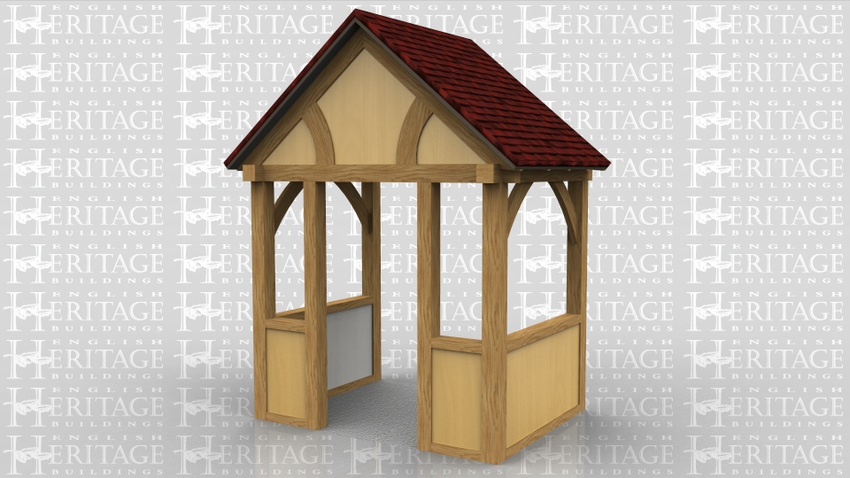 This is a porch to go over an entrance door. It has render infill panels on the lower sections and the gable.