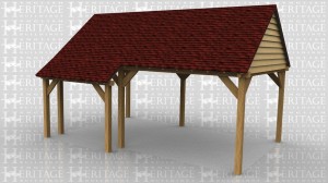 This is an open sided car port with a small logstore on the right hand side.