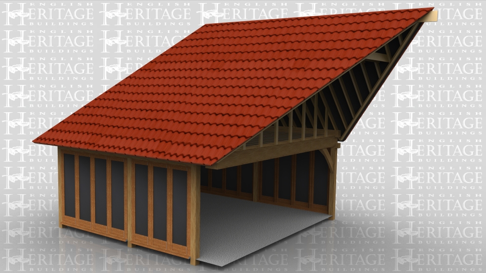 This extension is a raised plate design with a first floor above a two bay garden room. The roof has a hip end and a roof conection onto the existing house. All 3 sides are fully glazed and 5 of the 6 units have opening doors.