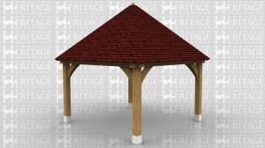 This is a square gazebo with double hipped roof. The top of the roof can either be finished with a leaded finial or a lead cap.