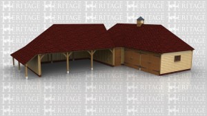 This oak framed complex comprises of a three bay open fronted garage connected to a four bay oak frame with a narrow link building. The four bay is split into two with a partition creating a two bay garage secured with garage doors on the front and a large workshop/store area which is accessed via the solid single door in the link. There are a variety of windows in this complex including one large bespoke mullion window under the barn hip. Thee is also a clock tower on the roof of the four bay.