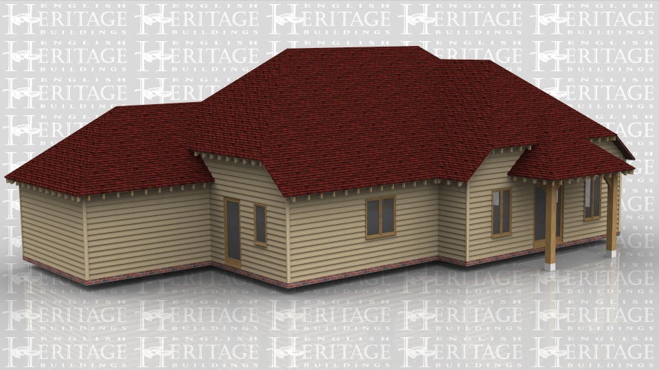 This large oak framed building is used by a Fishery as a restaurant with kitchen and cold storage facilities.The large main room is the restaurant and the full bay glazing on the side leads out onto a verandha area which gives views of the fishing lakes. The centre section is the kitchen and preparation area and the smaller building houses the cold storage units. There is also an oak framed porch over the entrance.