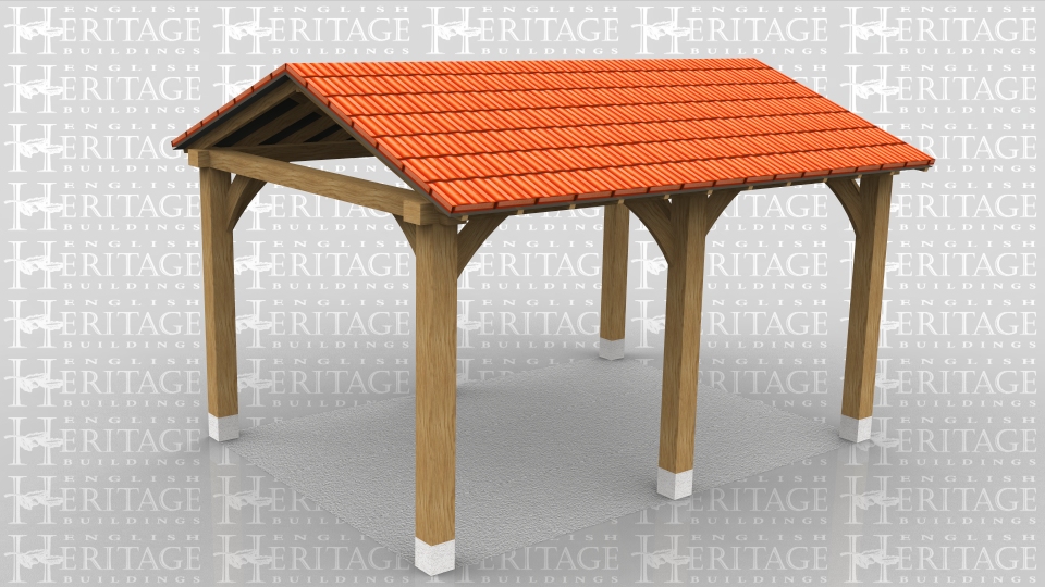 This is an oak framed open car port.