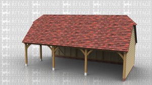 This oak framed three bay garage is open to the front and also to the left side.