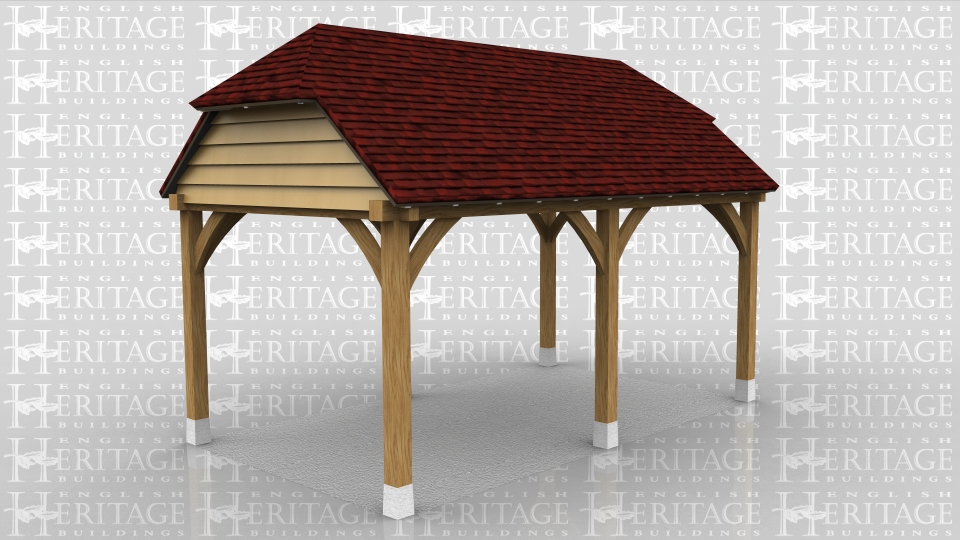 This oak framed two bay car port is open to the sides, front and rear.