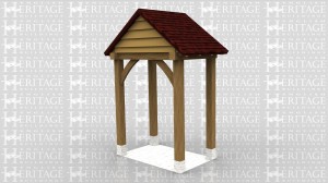 This oak framed porch is formed of a single bay with a gable ended roof and all the sides open.