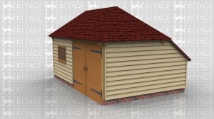 This is a two bay oak framed building which is used as a garden store and is accesed via the set of garage doors to the front. There is also a three pane window to the front of the building and an enclosed store to the rear.