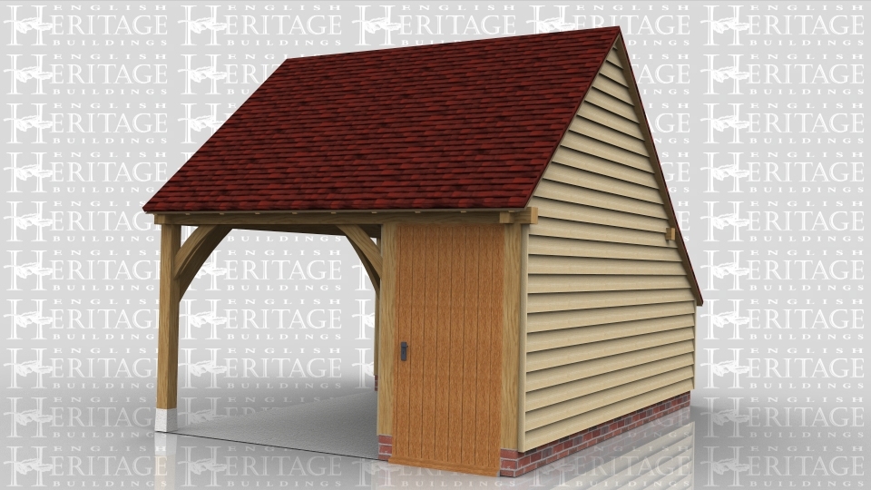 This is an oak framed building with an open bay and a small enclosed area which is accesed via the single door at the front.