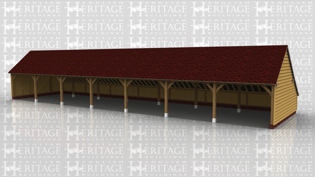 This oak framed building has seven open bays to be used for parking. There is also an enclosed store to the rear.