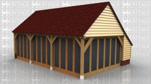 This oak framed three bay home leisure building is fully glazede to the front and accessed via a single door to the left. There is an enclosed store to the rear.