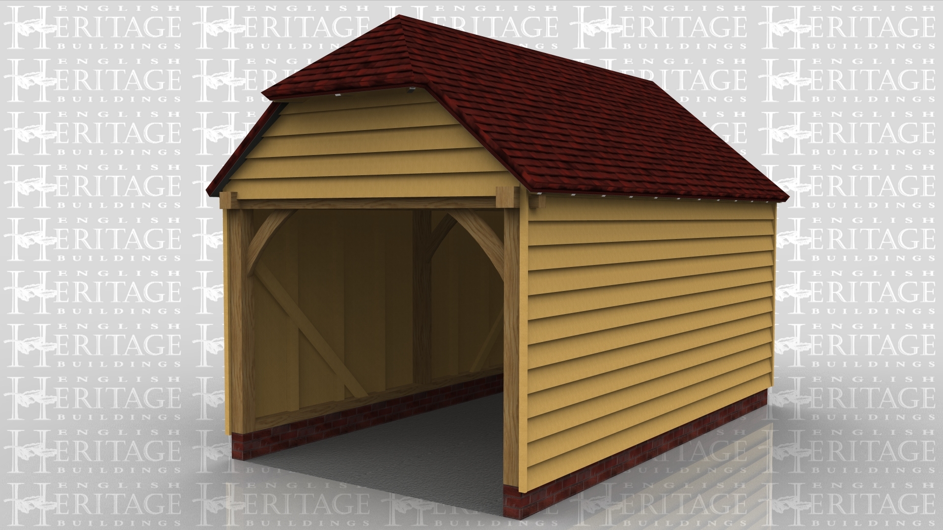 WS01134 A single bay oak framed garage with a barn hip end