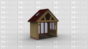 An oak framed extention, one side containing full height glazing and other two sides single windows to allow maximum sunlight.