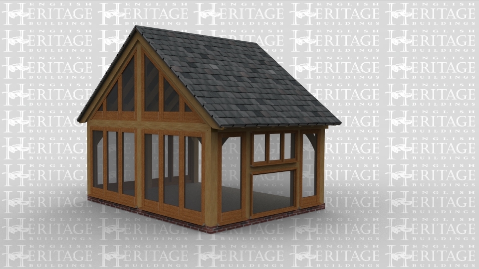 An oak framed extention with all sides having full height glazing to gain maximum natural light.