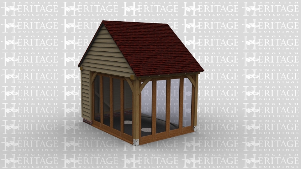 An oak frame home extension with full height glazing on 2 sides