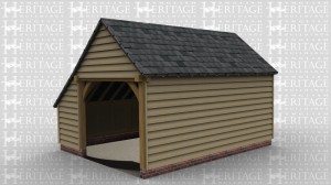 A traditional 2 bay open plan oak frame garage