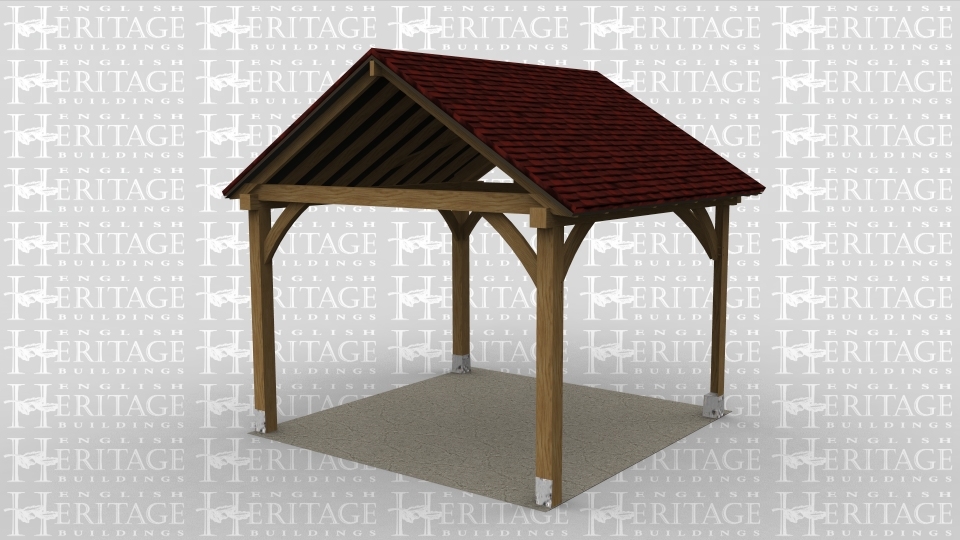 An oak frame open gazebo