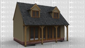 A 3 bay sling brace oak frame house with full height glazing along the front. The upper floor is accessed via an internal staircase and covers half of the building and is fed natural light by 2 dormer windows to the front and 2 rooflights to the rear.