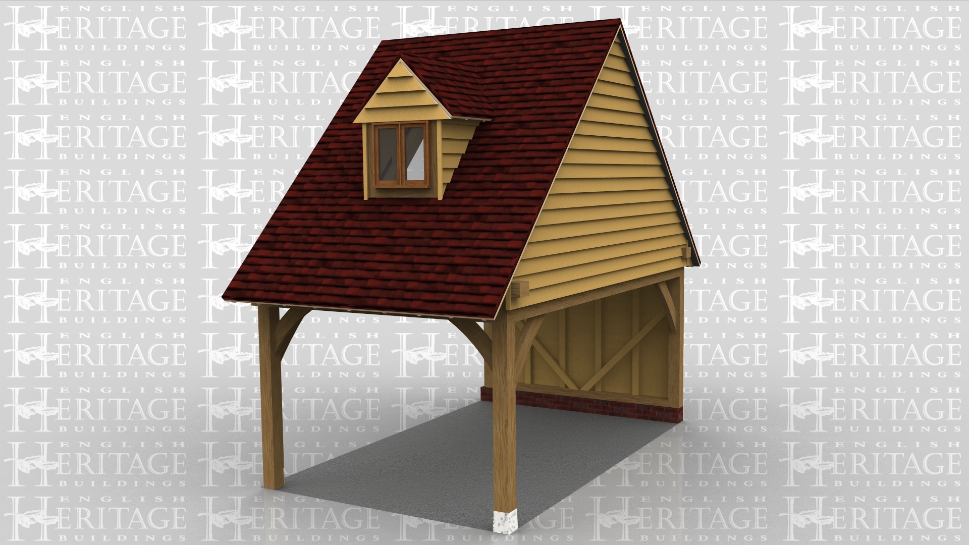 one bay oak frame with upper floor