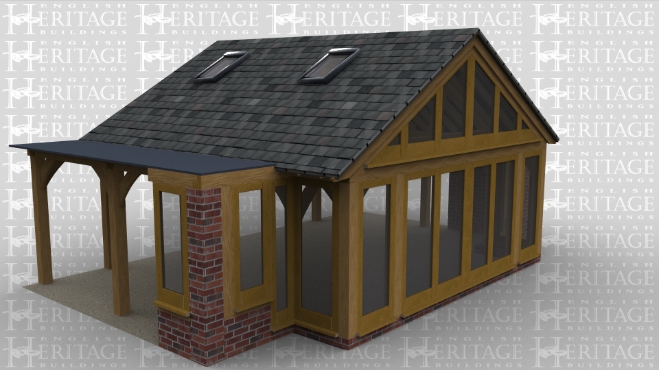 A 4 bay oak framed extension with a stunning feature glazed gable to the front giving plenty of natural light into the building.