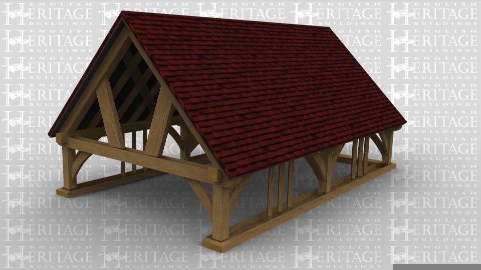 A 2 bay oak framed boat house.