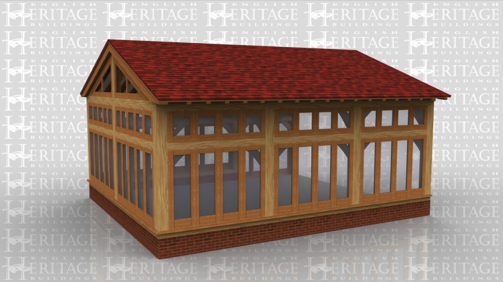 A large 3 bay extension with fully glazed sides including a glazed gable.