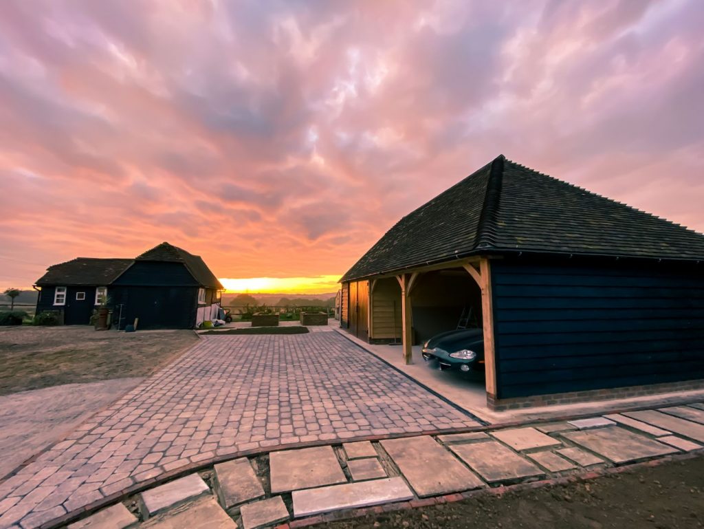 4 Bay Timber carport overlooking sunset