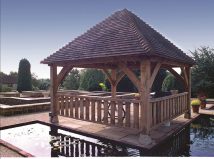 a large oak framed gazebo