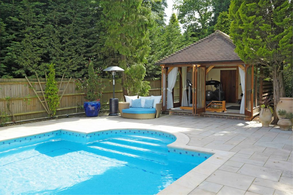 A summerhouse with a pool